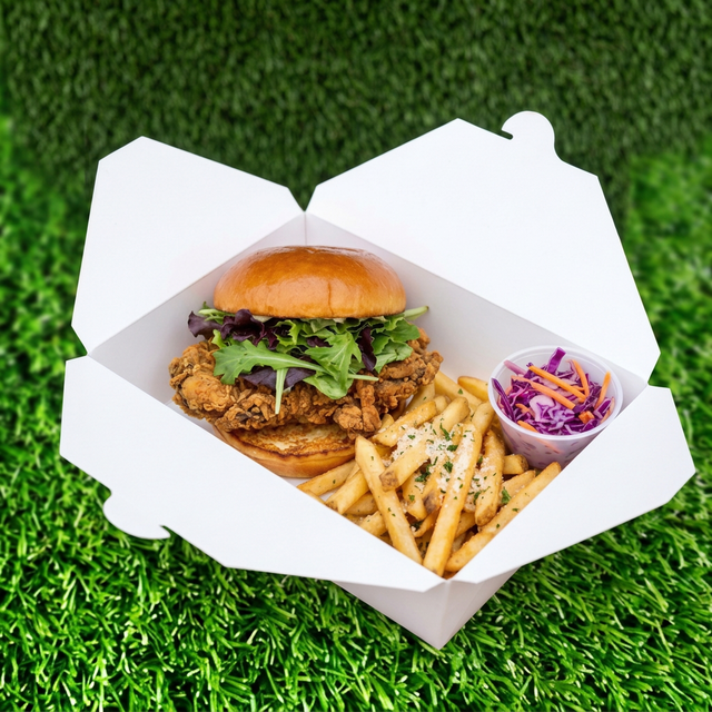 Crispy Fried Mushroom Sandwich w/ Truffle Fries.